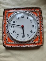 Retró német kerámia falióra – quartz, narancs-barna lávamázas hatás 20cm