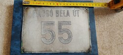 Régi alu utcanév+utcaházszám tábla BACSÓ BÉLA ÚT 55