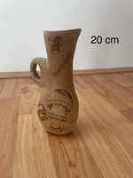 Retro pirográf eljárással égetett, makk mintás fa kancsó / dekoráció