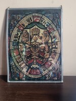 Címeres heraldikai falikép fém keretben – 31 × 23 cm