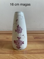 Retro Unterweissbach (GDR) porcelán váza, lila virágmintás - 16 cm