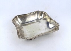 2A395 Régi jelzett ezüstözött réz kínáló tál 23 x 23 cm
