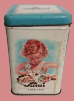 1950'S.YUGOSLAVIA - ŠUMI - LJUBJANA /MA SZLOVÉNIA litografált csokoládés fém doboz 17 x 10 cm