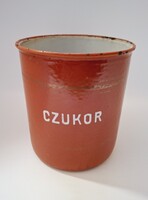Koronás Budafok zománcos czukor, cukor tartó, fedél nélkül, 14 cm