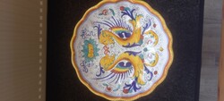 Nagy méretű, kézzel festett olasz Deruta majolika fali tál - 31 cm (Raffaellesco)