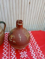 Mázas népi cserépkorsó (butykos vagy boroskancsó),