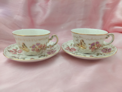Hibátlan! Zsolnay porcelán pillangó mintás mokkás csésze  + alj