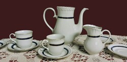 Antik vintage Bogucice porcelán mokkás csésze  2 db csésze,5 db csészealj, kanna ,tej-tejszín kiöntő