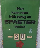 Retro reklámtábla állítható örök naptárral az 1970 - 80-as évekből