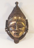 Elefántcsontpartról származó törzsi bronz falimaszk 22x14 cm es 771 gramm