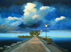 Lantos György: Viharfelhők a Balatonnál 60x80 cm