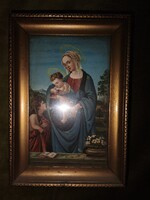 Antik Raffaello „Székes Madonna” oleográfia, gyönyörű aranyozott keretben.