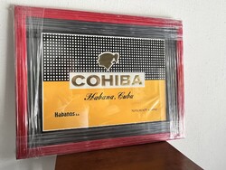 SZIVARKLUB - Keretezett eredeti COHIBA kubai szivarembléma – 1980-as évek