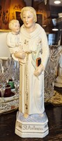 Porcelán Szent Antal figura a kis Jézussal, finoman kidolgozott- 34 cm