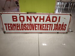 BONYHÁDI  TERMELŐSZÖVETKEZETI JÁRÁS Zománctábla. 97cm x 30cm