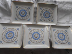5 db szögletes Hollóházi  porcelán tál 13 cmX 13 cm---HIBÁTLAN--az ár az 5 db-ra vonatkozik