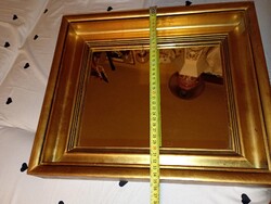 Biedermeier Tükör, aranyozott, fa kerettel 40 cm X 36 cm berakható állapotban