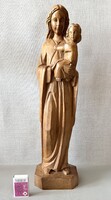 Míves kézi fafaragású Madonna a gyermekkel szobor – 46 cm