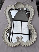 Nagyméretű antik hatású rokokó fali tükör – öntött fém kerettel, 83×60 cm