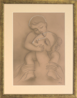 BOROS ATTILA, ANYASÁG - EGYEDI TUSRAJZ EREDETISÉGIGAZOLÁSSAL, 29×20 CM