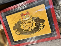 SZIVARKLUB - PARTAGAS – Keretezett vintage kubai szivarembléma (1980-as évek)