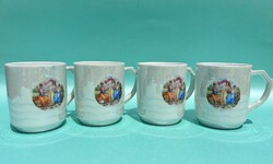 Antik Drasche Budapest lüszter mázas porcelán bögre teásbögre zsáner jelenetes dekorral
