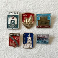 Szovjet kitűzők 6 db - USSR városai