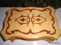BIEDERMEYER - INTARZIÁS - 5 OLDALÁN MINTÁS - FA - DOBOZ - 32 x 22 x 12 cm - HIBÁTLAN