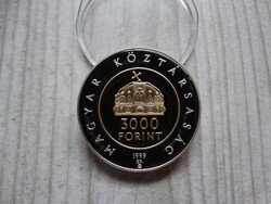 1999 - ÁLLAMALAPÍTÁS EZÜST EMLÉKÉREM - 3000 FT - PP - UNC - RITKA! - szép állapotban