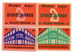 Gyufacímke: "Divatcsarnok" 4 db egyben.