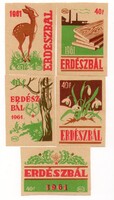 Gyufacímke: "Erdészbál 1961" 5 db egyben.