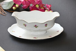 Elegáns porcelán szószos tál alátéttel