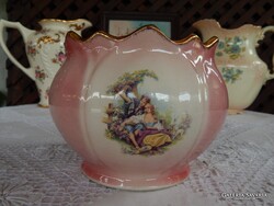 Angol zsáner jelenetes fajansz kaspó