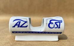 Antik art deco Az Est napilap reklám tárgy fogvájótartó porcelán