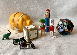 Retro játék gyűjtemény Schenk Pez Playmobil malacpersely logikai játékok