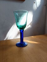 Kobalt Kék + Uránzöld Üveg Kehely - Régi