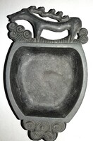 Régi Iparművész fém CSODASZARVAS (réz-ón ötvözet) hamutartó Л Ц jelzés 12X7,5X2,5cm képek szerint 2