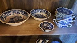 Antik Wood & Sons "Seaforth" angol kék-fehér fajansz/porcelán