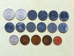 Ausztria 17 db Különböző Érme 1 2 5 50 Groschen 1926-1978