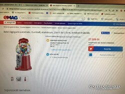 ÚJ -  USA - RÁGÓAUTOMATA - BIG SPENDER - ÜVEG- FÉM - 23 x 13 cm + FÉL ZACSKÓ 5 FORINTOS -  DOBOZÁBAN