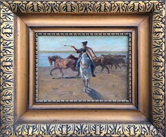 Juszkó Béla (1877-1969)  : Csikós,keretezve 47x57 cm.