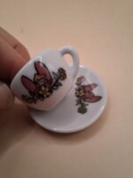 Baba teázó porcelán csésze és alj,  bababútor,  babaház kiegészítők, angyalos, jánljon!