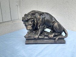 Hatalmas dög nehéz bronzírozott vas Oroszlán vaddisznóval