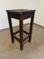 Antik indusztriális fa hokedli – Rusztikus loft bárszék / növénytartó (85 cm)