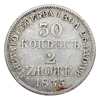 Ezüst 2 Zloty / 30 Kopek 1835