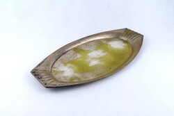 2A613 Antik ovális alakú ezüstözött art deco réz tálca 34.5 x 18 cm