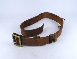 2A623 Régi réz csatos katonai öv bőr nadrágszíj 116 cm