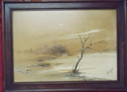 1992.- Szántó Lukács: Vízparti fa - 50 X 35 cm