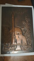 Retro dombornyomott réz falikép – Pécsi Dzsámi (29×20 cm)