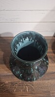 Tófej kerámia váza ,pici lepattanás van rajta,nem jelzett,20 cm magas,fekete -kék